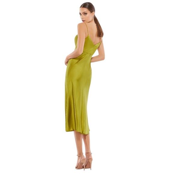 Mac Duggal NEW Size 0 70167 Apple Green Spaghetti Strap Charmeuse Slip Dress - Picture 3 of 12